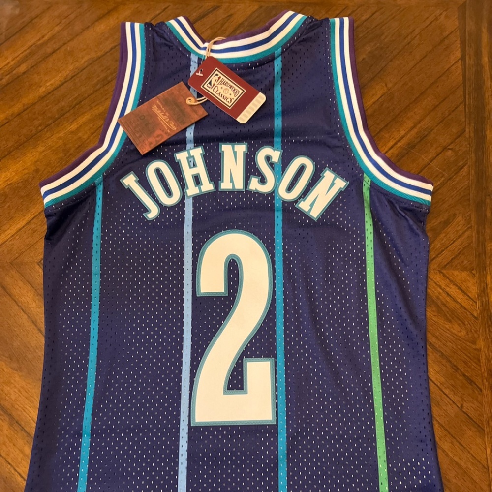 *SMALL* Charlotte Hornets Alternate 1994-95 Swingman Jersey Larry Johnson  NWT - Picture 2 of 6